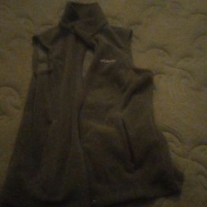 Columbia Womens S Sleeveless Full Zip Up Outdoor Mock Neck Vest Fleece Grey